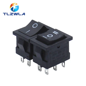

1pcs 6A/250V 10A/125V 6 Pin 21*15 mm 2 Position 3Position Boat Rocker Switch on off Switch KCD1 Black 21x15mm AC