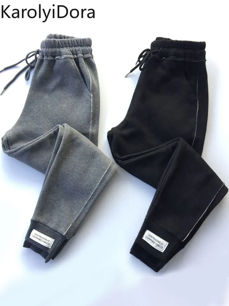 S-XXXL 2019 winter new European goods tide net red Harlan casual pants BF beam pants large size plus velvet sports pants women S-XXXL 2019 winter new European goods tide net red Harlan casual pants BF beam pants large size plus velvet sports pants women