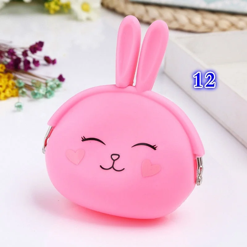 12 цветов детский подарок для девочек Женский водонепроницаемый кошелек Kawaii Кролик животное силиконовый желе сумка для монет