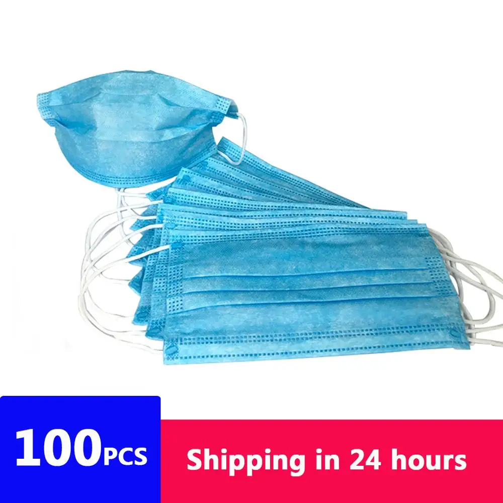 

100 pcs/Bag 3 Layer Non-woven Dust Antiviral Medical Mask Clean Disposable Mouth Mask Fast DHL shipping