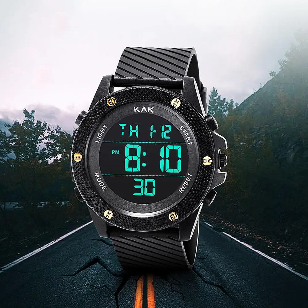 

Fashion KAK Unisex Electronic Watch Men Women Students Adjustable Strap Backlight Big Dial Sports Digital Wristwatch zegarek dam