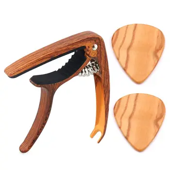 

3 Pcs/set Olive Wood Double Sided Paddles with Wooden Grain Capo Tune Change Clamp Key Acoustic Trigger PXPF