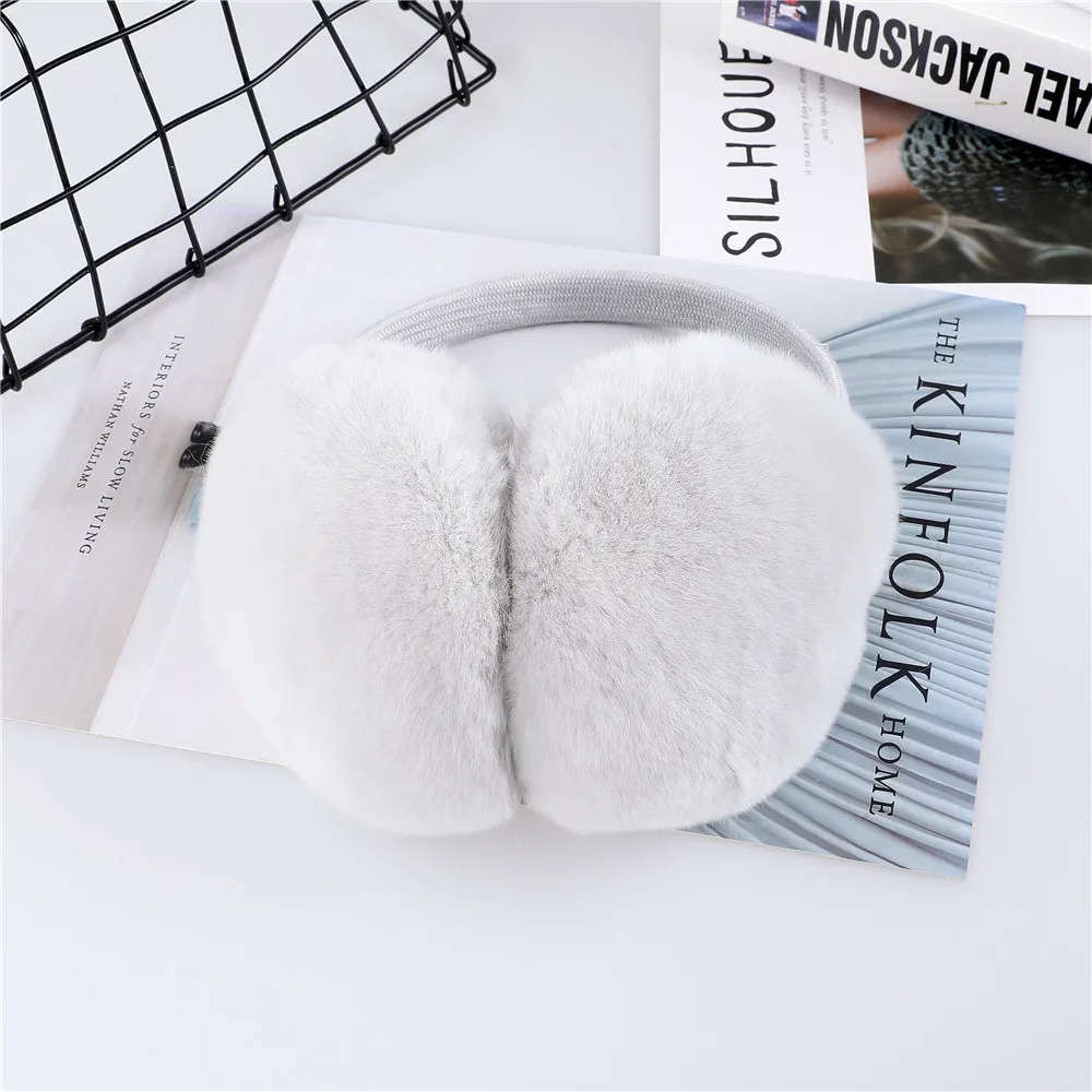 Warm Earmuffs Fur Earmuffs Unisex Women Winter Rex Rabbit Fur Double Sided