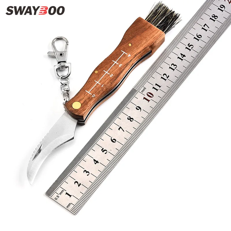 

Swayboo Mini Portable rosewood handle collecting mushroom knife camping knives with brush multi-function folding knife tool