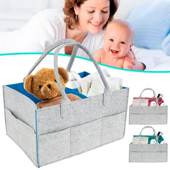 

Baby Diaper Caddy Organizer Foldable Felt Storage Bag Portable Lightly Multifunction Changeable Compartments Mask Storage Bag