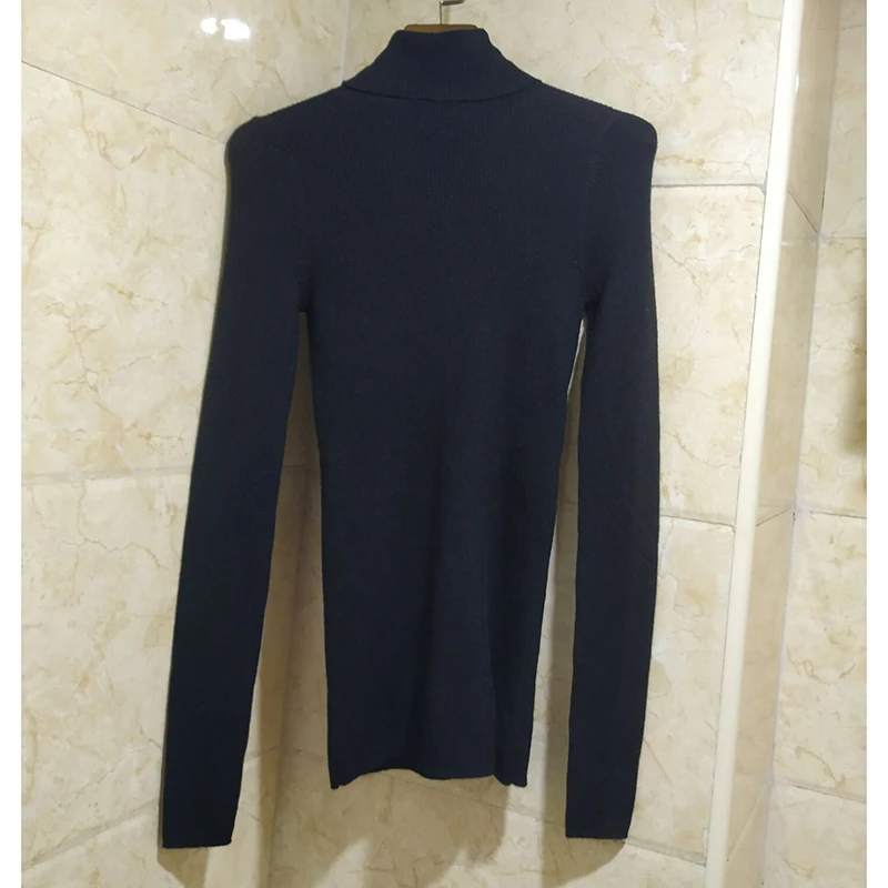 

Black automne hiver femmes tricot col roulé chandail décontracté doux mode slim soie laine à manches longues pull 2019 new