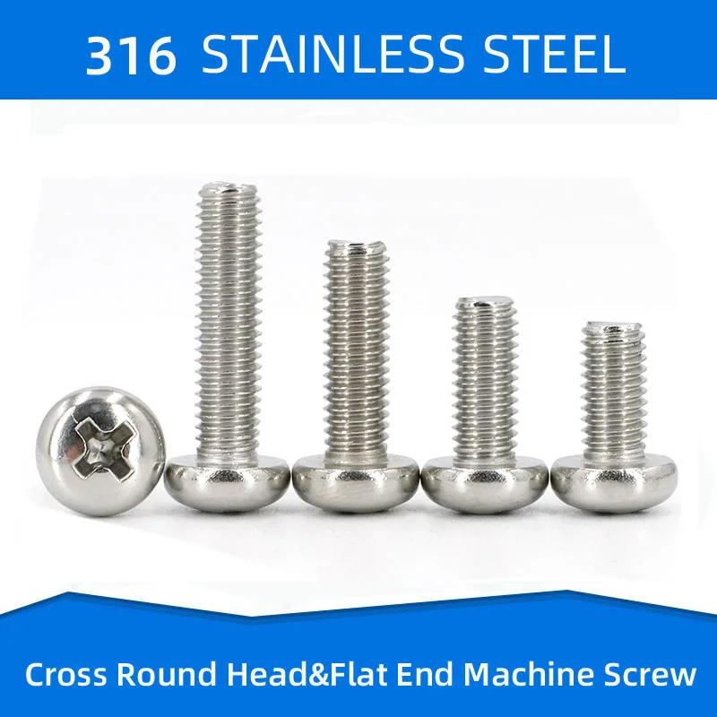 

316 Stainless Steel Screw Blot Cross Countersunk Round Head Flat End Screws Fastening Screw Bolts M6 M8 M10