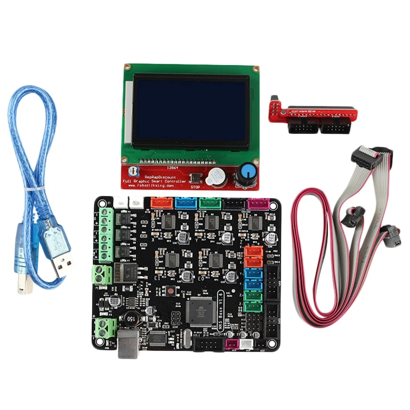 Комплект материнской платы для 3d принтера Mks Base V1.6 + 12864Lcd совместим с Mega2560 Ramps1.4 |