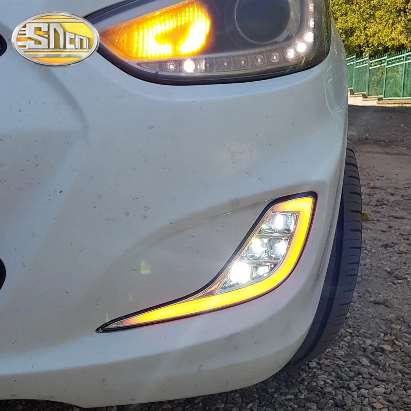 Для Hyundai Solaris Accent 2010 2011 2012 2013 отложным воротником желтый сигнал реле дневные