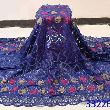 

Royal Blue African Bazin Riche Lace Fabric High Quality Lace With Brode Latest Embroidery Nigerian Lace Fabrics Sewing GD3322B-6