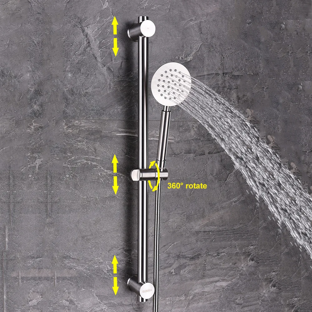 

Stainless Steel Adjustable Pitch-row Brushed Shower Lifter Shower Set Stainless Steel Bracket Set outside China Warehouse