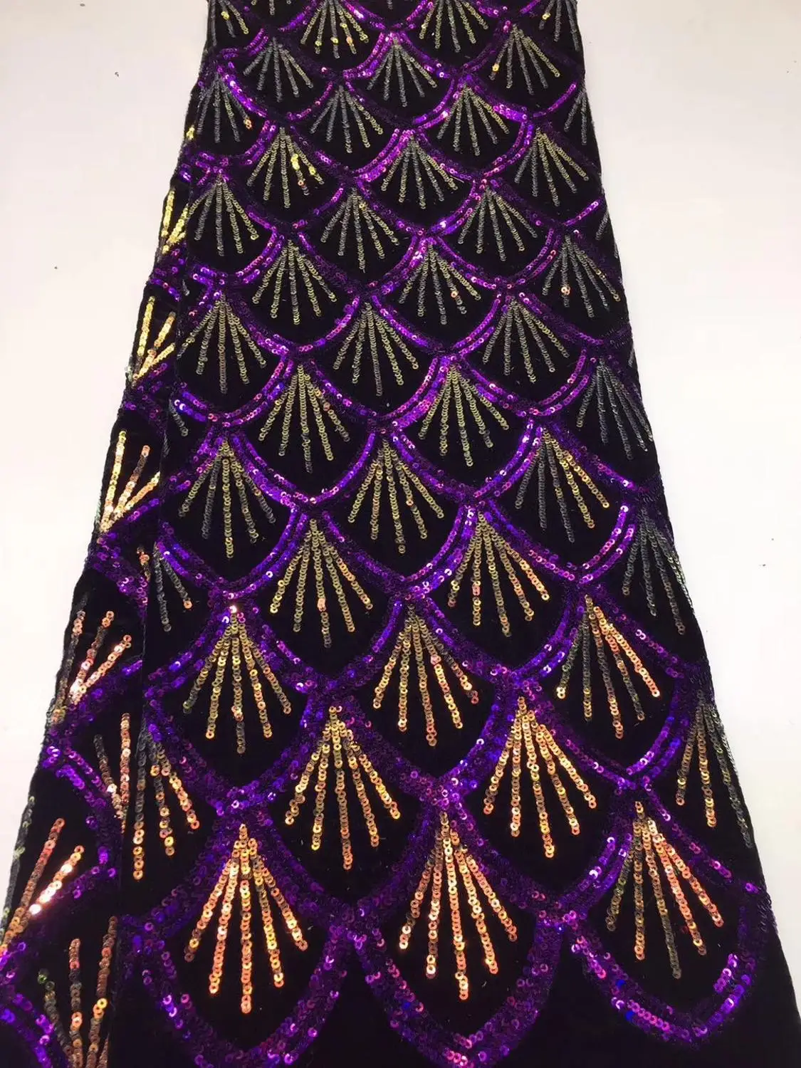 

Hot Sale 2019 high quality african tulle lace fabric Wholesale sequins French net lace fabric for Nigeria wedding purple