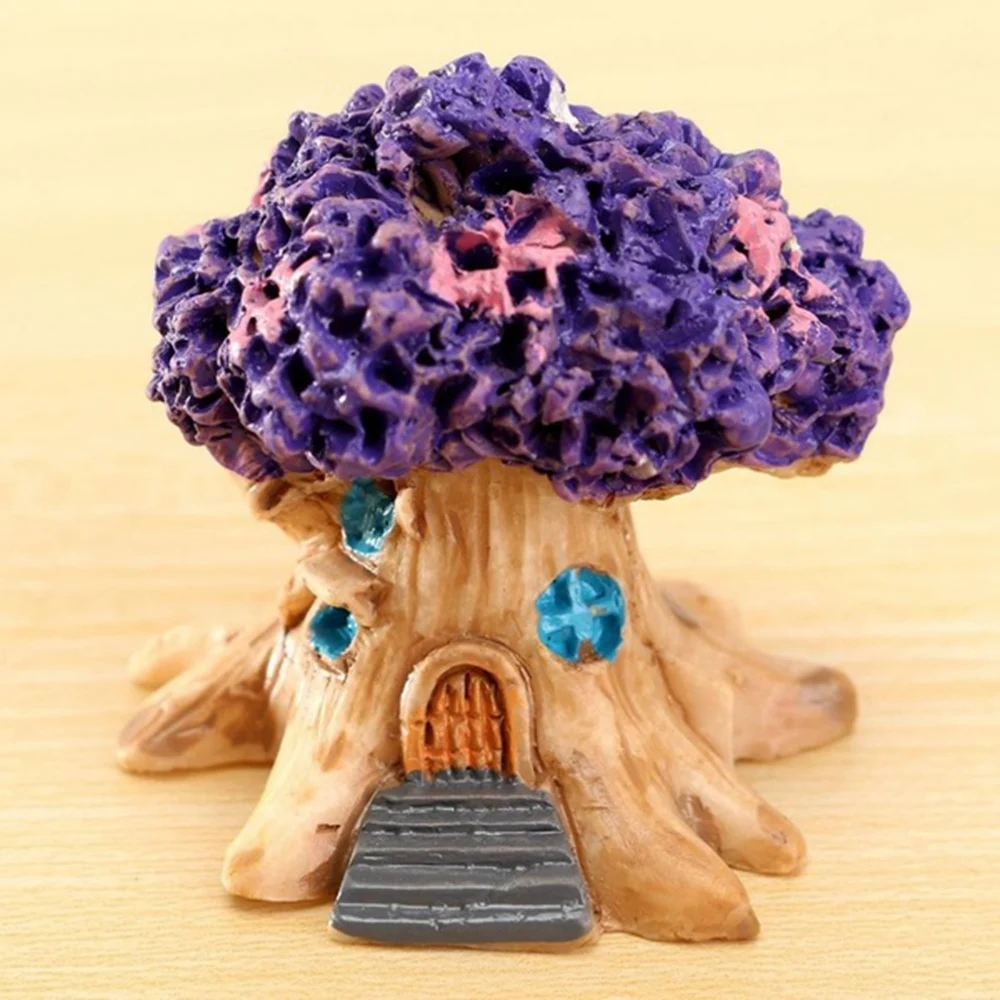Миниатюрный Мини-домик на дереве, сказочный сад, микро-орнамент, ремесло для украшения дома, аксессуары - Цвет: Purple