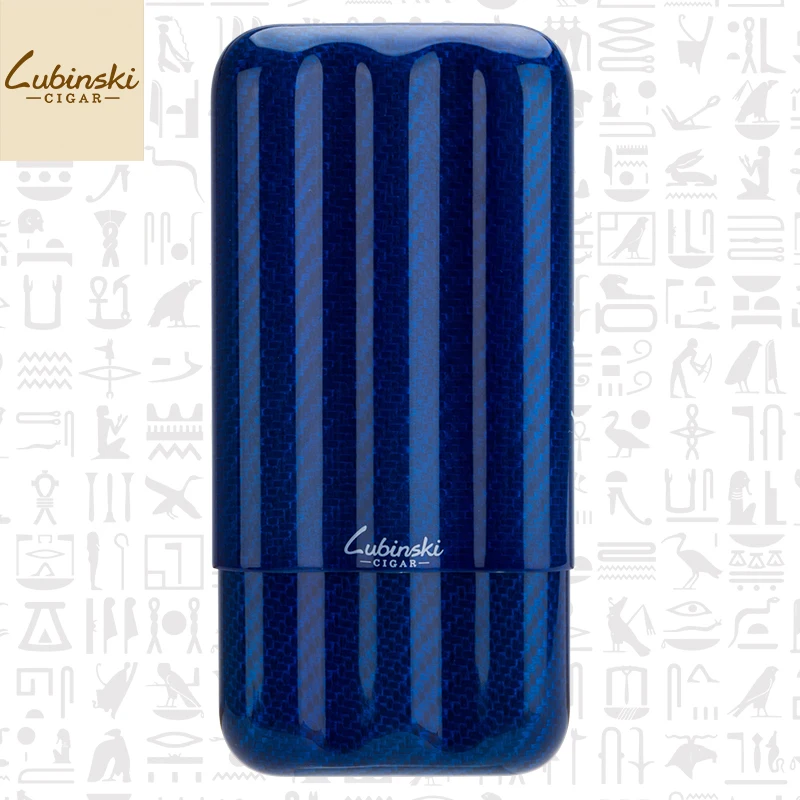 

LUBINSKI Carbon Fiber Gloss 3 Tube Cigar Holder Cigar Case Humidor Cigarette Smoking Tool Tobacco Accessories For Cohiba