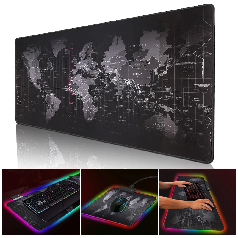 Большой коврик для мыши компьютерный игровой RGB светодиодный с подсветкой XXL