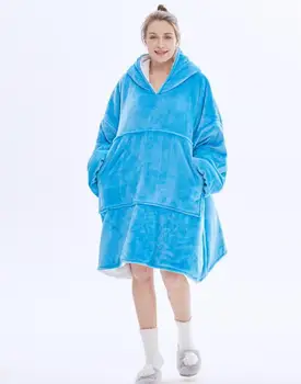 

Adult Lazy Super Soft Coral Fleece TV blanket outdoor Casual Warm Blanket Travel Pocket fleece Casual Hooded Winter Sweatshirt