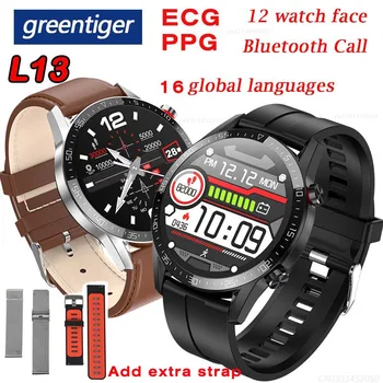 

Greentiger L13 Smart Watch Bluetooth Call ECG+PPG Heart Rate Fitness Tracker Blood Pressure IP68 Waterproof Smartwatch VS L11 L8