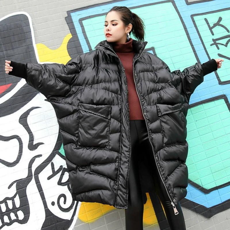 

Women Cotton Padded Jacket Coat Long Sleeve Pocket Female Winter Warm Thick Outerwear Slimming Large Plus Size Clothes 2020