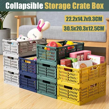 

Folding Collapsible Plastic Storage Crate Box Stackable Home Kitchen Warehouse Storage Baskets Box S L
