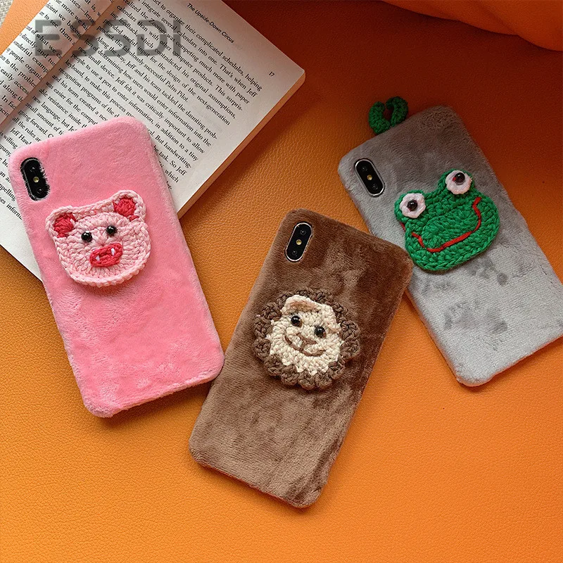

Essidi Knitted Plush Animal Phone Case for iphone XR case Cute Soft Shell For iphone 7 case Mobile Protective Accessories
