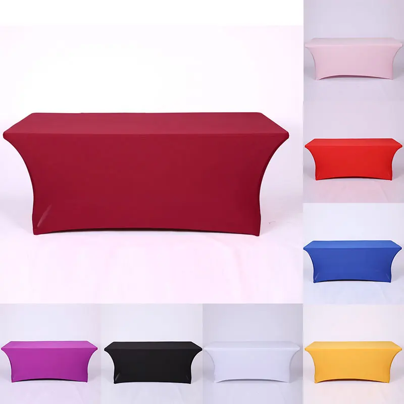 

Table Cloth Set Solid Color Table Cover Elastic Wedding Stain Resistant Polyester Tablecloth High Stretch Home Decor
