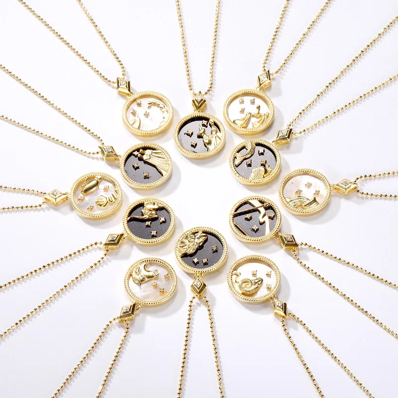 

Twelve Constellations Pendant Shell Necklace Leo Aries Virgo Libra S925 Silver Jewelry For Women Girls 12 Constellation