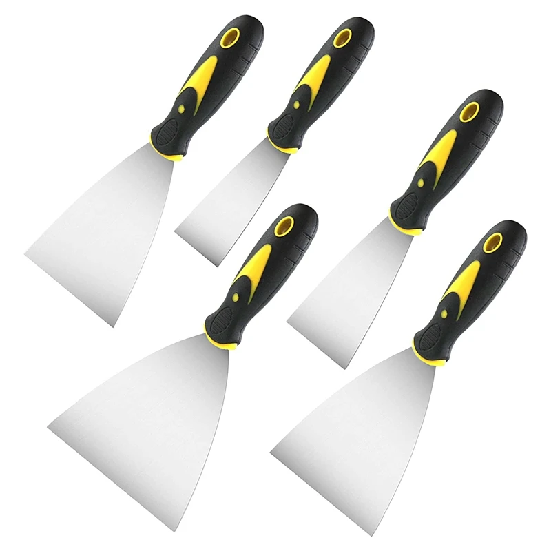 5Pcs Putty Knife Set  Inch Spackle Knife Set Stainless Steel  Cleaning Shovel For Remove Wallpaper 