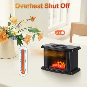 

Warmer PTC Heating Adjustable Overheat &Tip-Over Protection Black Portable Electric Heater Personal Space Heater