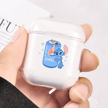 

Cute Clear Cases for Airpods 1 2 Personality Cartoon Stitch Cover Luxury Bluetooth Earphone Transparent Silicone Soft Case
