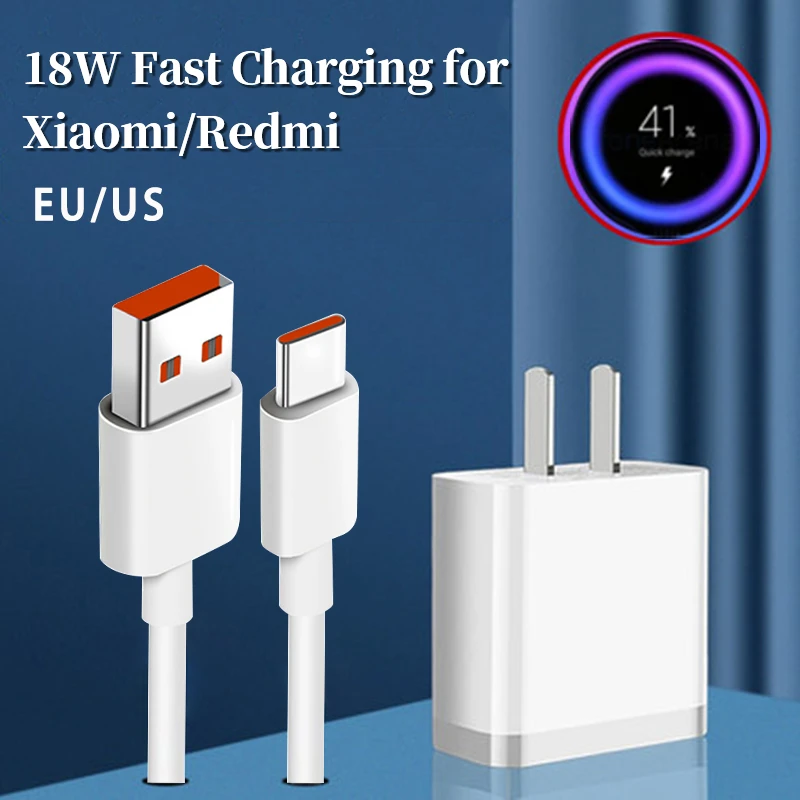 QC3.0 Quick Charger 18w For Xiaomi Mi Poco M3 M2 Cc9e 9t Eu Plug Fast Charging Adapter For Redmi 10 9 8 7 9t 10x 4g Smartphones 12 v usb