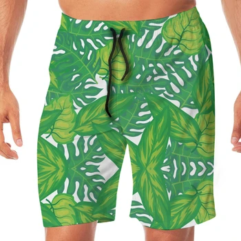 

Summer men's beach shorts Library Leaf Pattern shorts men's short trousers