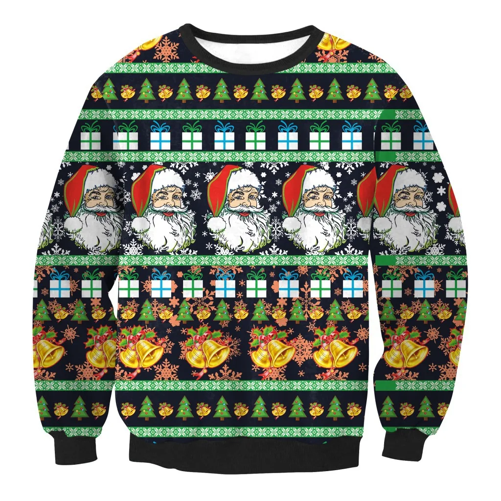

2019 Christmas Santa Claus Plus Size Ladies Sweatshirt Round Neck Loose Hooded Ladies Sweatshirt Women's Shirt
