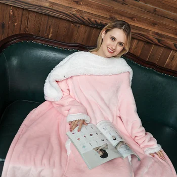 

Adults Oversized Hoodie Blanket with Sleeves Sping Autumn Flannel Lightweight Wearable TV Hooded Blankets and Throws Super Soft