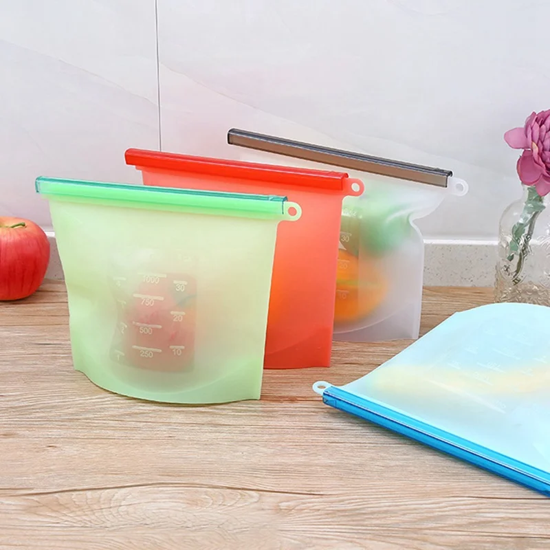 1000 мл силиконовый мешок многоразовый силиконовый мешок для еды Zero отходов Ziplock мешок для хранения еды холодильник свежие сумки Organiz