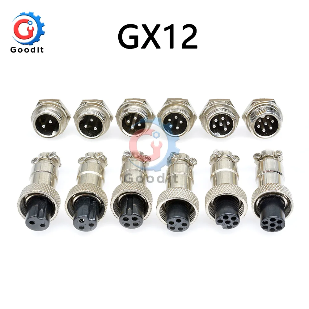 1 комплект GX12 2/3/4/5/6/7 штырьковый штекер и гнездо 12 мм Круглый панельный