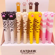 40 шт./упак. креативный Кошачий коготь силиконовая гелевая ручка, знак ручка Студенческая премия вечерние акции подарок черные чернила для ручки офисные школьные принадлежности