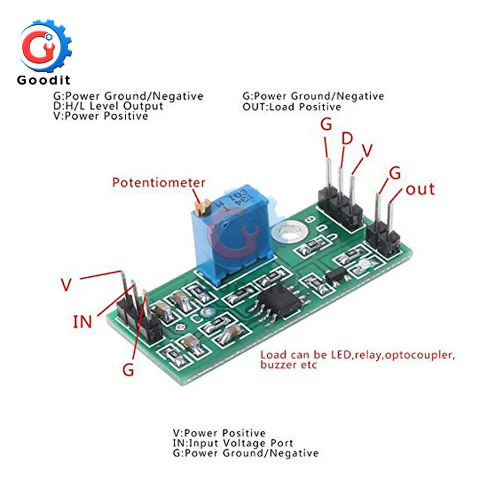 LM393 компаратор напряжения модуль сигнала двухпозиционный уровень нагрузки привод двухканальный регулируемый потенциометр светодиодный индикатор