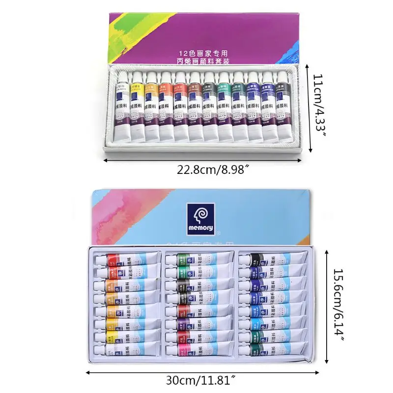 

12ml 12/24 Color Professional Acrylic Paints SetPremium Water Color Pigment for Artist Painting Drawing Art Supplies