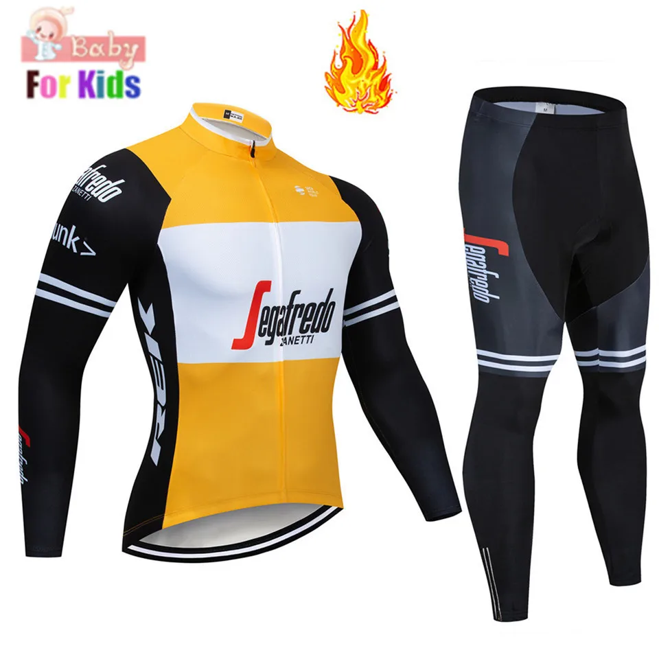 Детский спортивный костюм с длинными рукавами для велоспорта, комплект из Джерси для горного велоспорта, зимняя велосипедная форма, теплая флисовая велосипедная одежда для детей - Цвет: 8