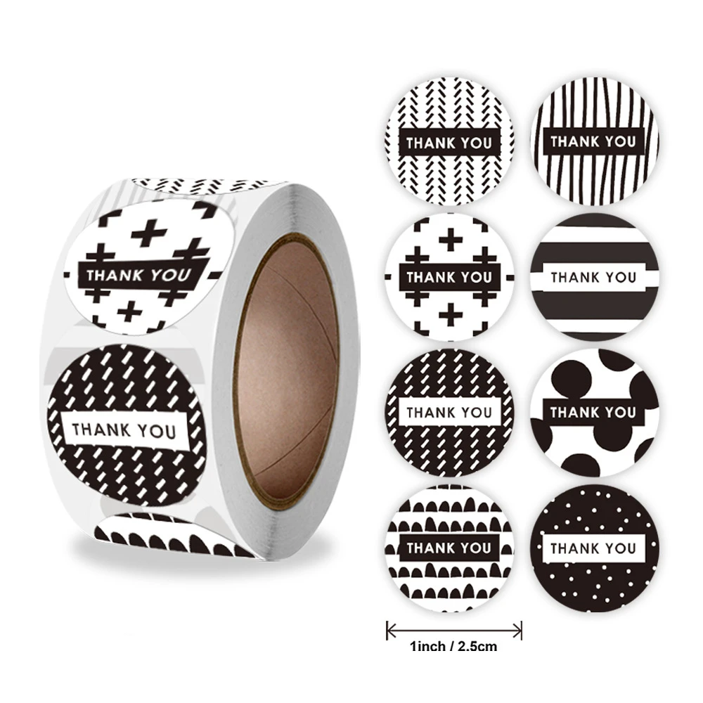 50-500pcs Black & White Thank You Stickers 8 Different Design Adhesive  Sticker Labels For Seal Labels For Handmade Decoration - Stationery Sticker  - AliExpress