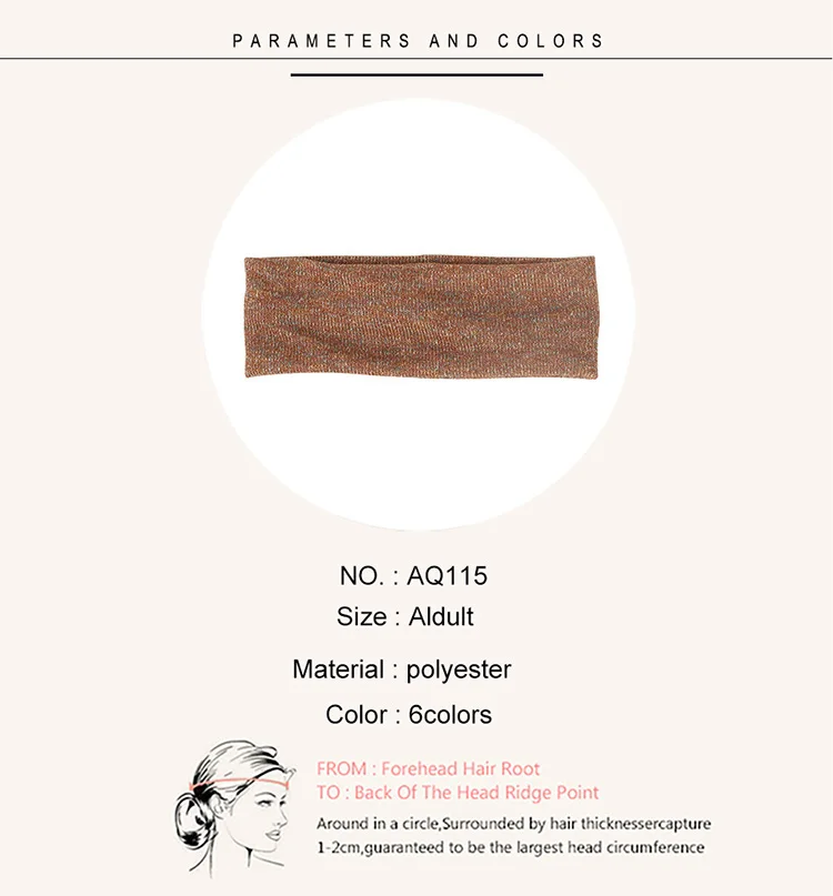 Geebro Women Casual Multicolor silk thread Headbands High Quality Head band Lady Stretch Knitted Elastic Hair Bands Accessories