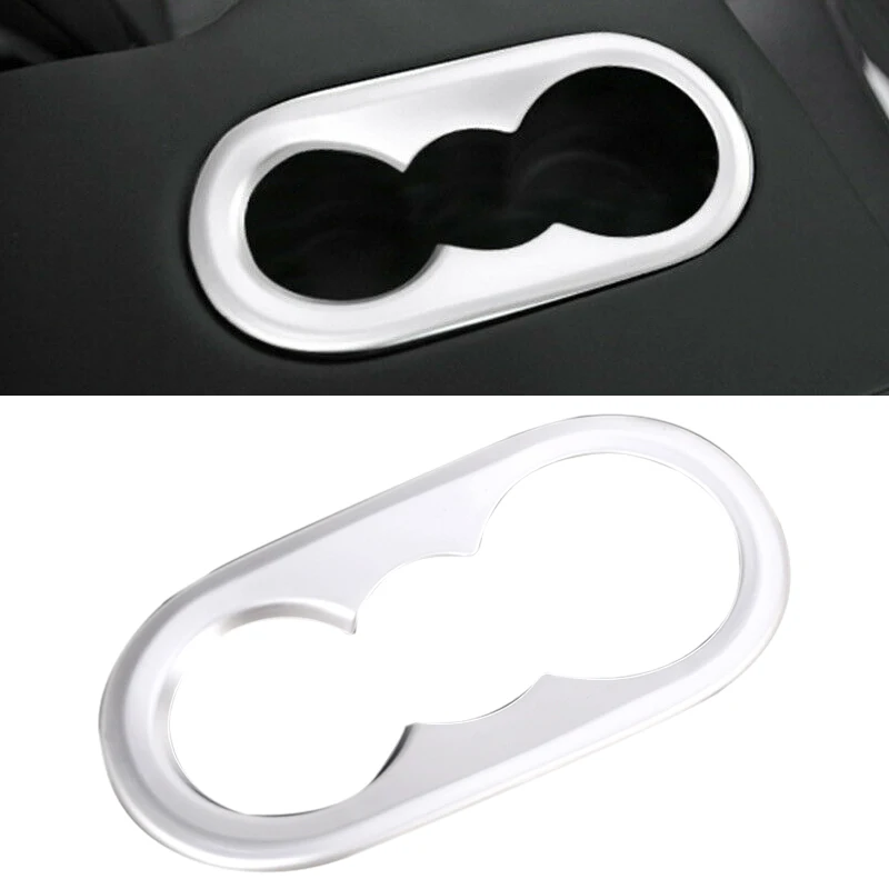 

DWCX Car Rear Row Armrest Box Water Cup Holder Frame Cover Trim Matte Silver ABS Fit for Porsche Cayenne 2018 2019