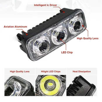 

1 Pair 3-LED SMD White DRL Daytime Running Light Lamp 6000K~7000K 12V Set Kit