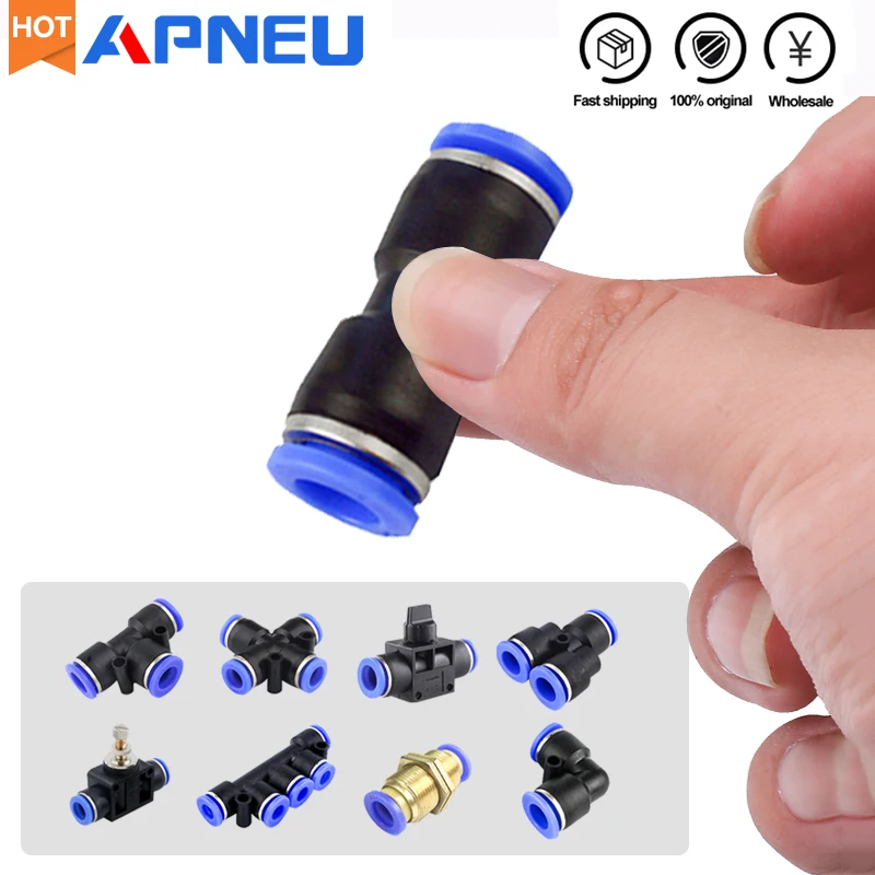 

Pneumatic Fitting Hose Connector Tube Plastic Joint Compressor Push-in Quick Release Pipe for 4mm 6mm 8mm 10mm 12mm Pu Py