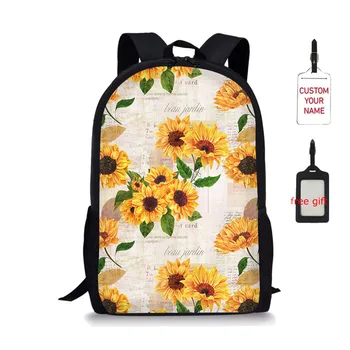 

Sunflowers Women's Backpack Travel Multifunctional School Bags For Teenage Girls Large Bookbag With Free Gift Custom Name