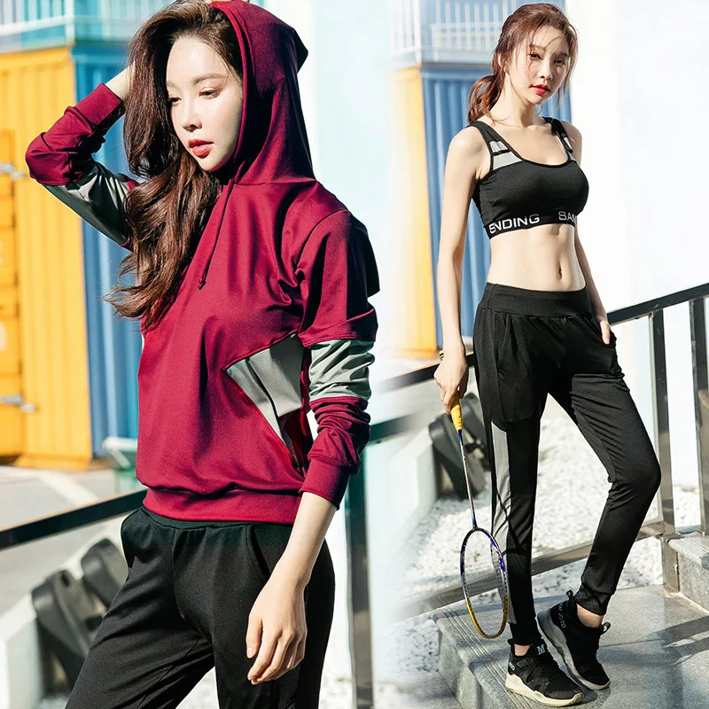 

New Style Fat Mm Yoga Clothes Sports WOMEN'S Suit Gym Beginners Running Slimming Large Size Quick Drying Clothes Three-piece Set