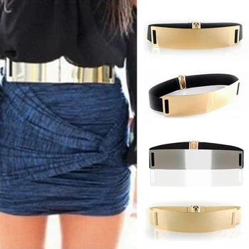 

Women Fashion Designer Belts Gold Silver Color Luxury Waistband Femme Classy Elastic Ceinture Wide Belt Ladies Apparel Accessory