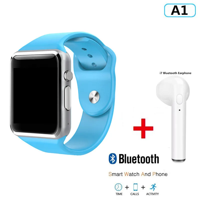Blue Add i7 A1 Смарт-часы, синхронизация уведомлений, поддержка sim-карты TF, подключение Bluetooth, Android телефон, умные часы PK GT08 Apple Watch V8 - Цвет: Blue Add i7