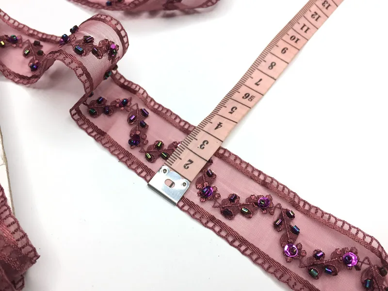 Пурпурно-красные блестки бисером кружева алмаз бисером кружева для отделки краев ремешок для свадебного платья DIY аксессуары одежды 3 см x 1 метр