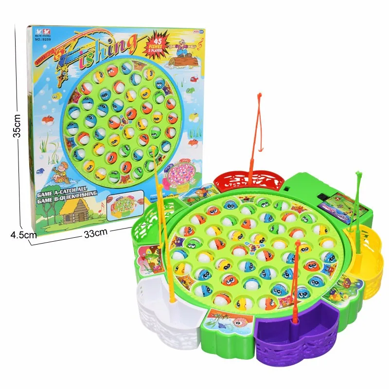Kids Fishing Toys Electric Rotating Fishing Play Game Musical Fish Plate Set Magnetic Outdoor Sports Toys for Children Gifts 1